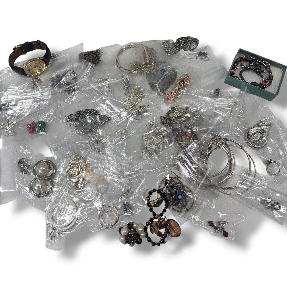 Mixed Jewelry Lot 1lb 4.4oz Timex Watch Earrings Necklaces Bracelets Rings Bulk